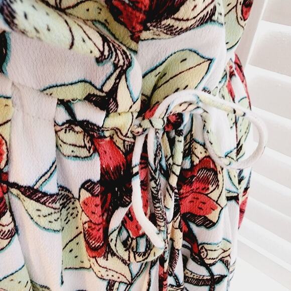 FREE PEOPLE DEAR YOU BACK LESS RUFFLE FLORAL ORANGE GREEN SIZE MED - Picture 8 of 9